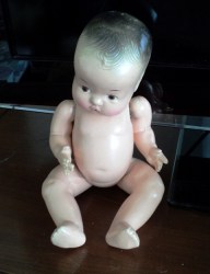 10'' SWEETEST COMPO JOINTED CHUBBY 1940S NURSER BABY DOLL 1283